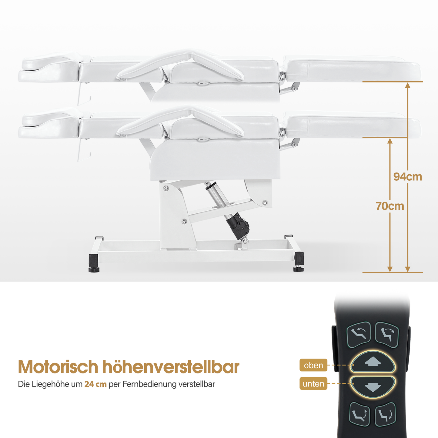Barberpub Kosmetikliege Elektrisch, Massageliege Klappbar & Höhenverstellbar, Tattoo Liege mit 3 Motoren, Massagetisch für SPA Salon 0751 (Schwarz/Kunstleder)