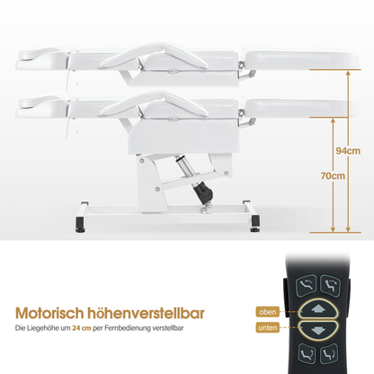 Barberpub Kosmetikliege Elektrisch, Massageliege Klappbar & Höhenverstellbar, Tattoo Liege mit 3 Motoren, Massagetisch für SPA Salon 0751 (Schwarz/Kunstleder)