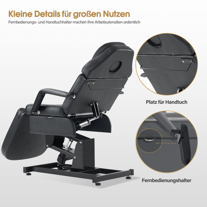 Barberpub Kosmetikliege Elektrisch, Massageliege Klappbar & Höhenverstellbar, Tattoo Liege mit 3 Motoren, Massagetisch für SPA Salon 0751 (Schwarz/Kunstleder)