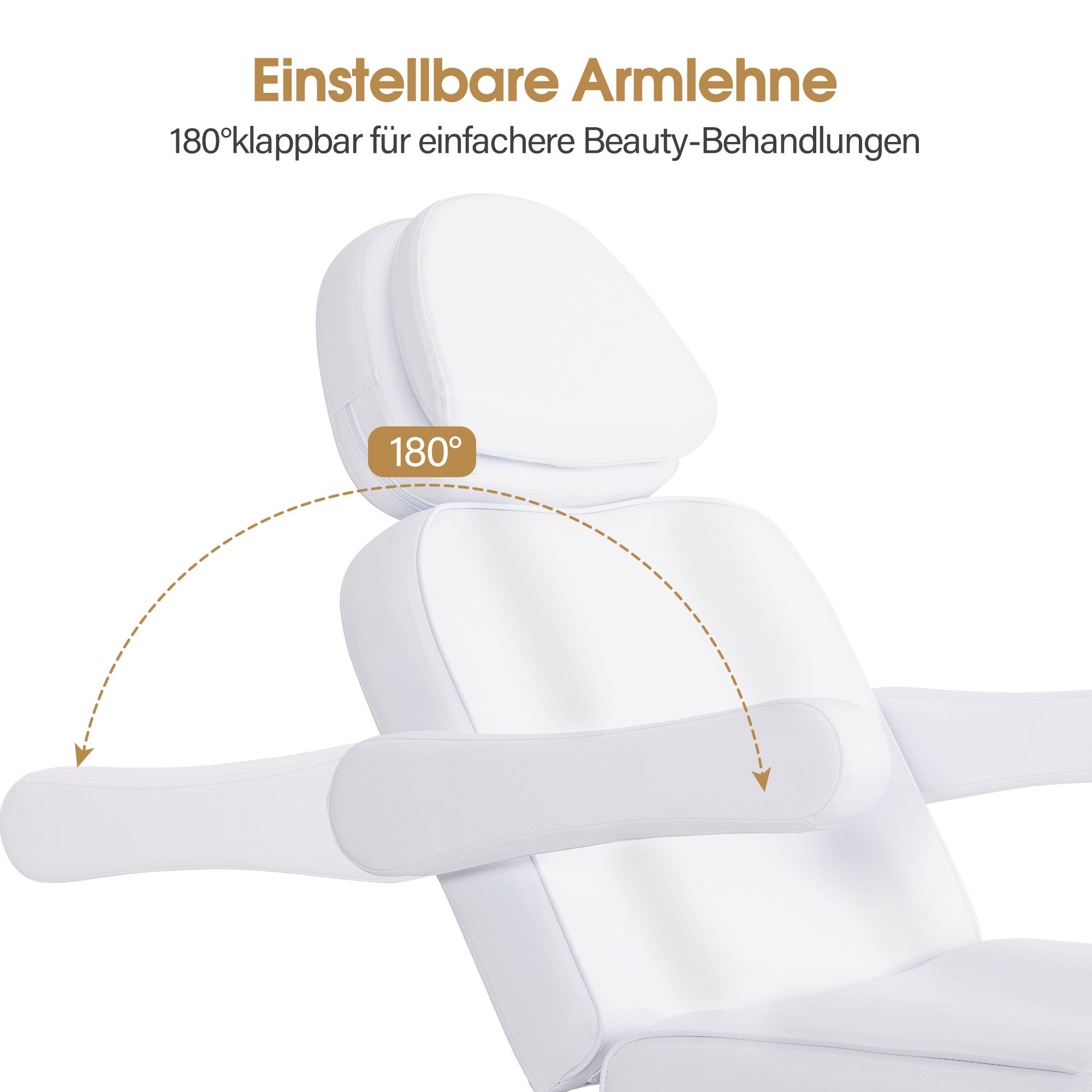 BarberPub Kosmetikliege Elektrisch mit 3 Motoren & Rollen, Massageliege Klappbar & 16CM Höhenverstellbar, 180°Drehbare Armlehnen, Tattoo Liege für SPA Salon 0754