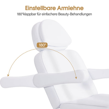 BarberPub Kosmetikliege Elektrisch mit 3 Motoren & Rollen, Massageliege Klappbar & 16CM Höhenverstellbar, 180°Drehbare Armlehnen, Tattoo Liege für SPA Salon 0754
