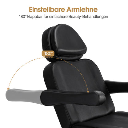 BarberPub Kosmetikliege Elektrisch mit 3 Motoren & Rollen, Massageliege Klappbar & 16CM Höhenverstellbar, 180°Drehbare Armlehnen, Tattoo Liege für SPA Salon 0754