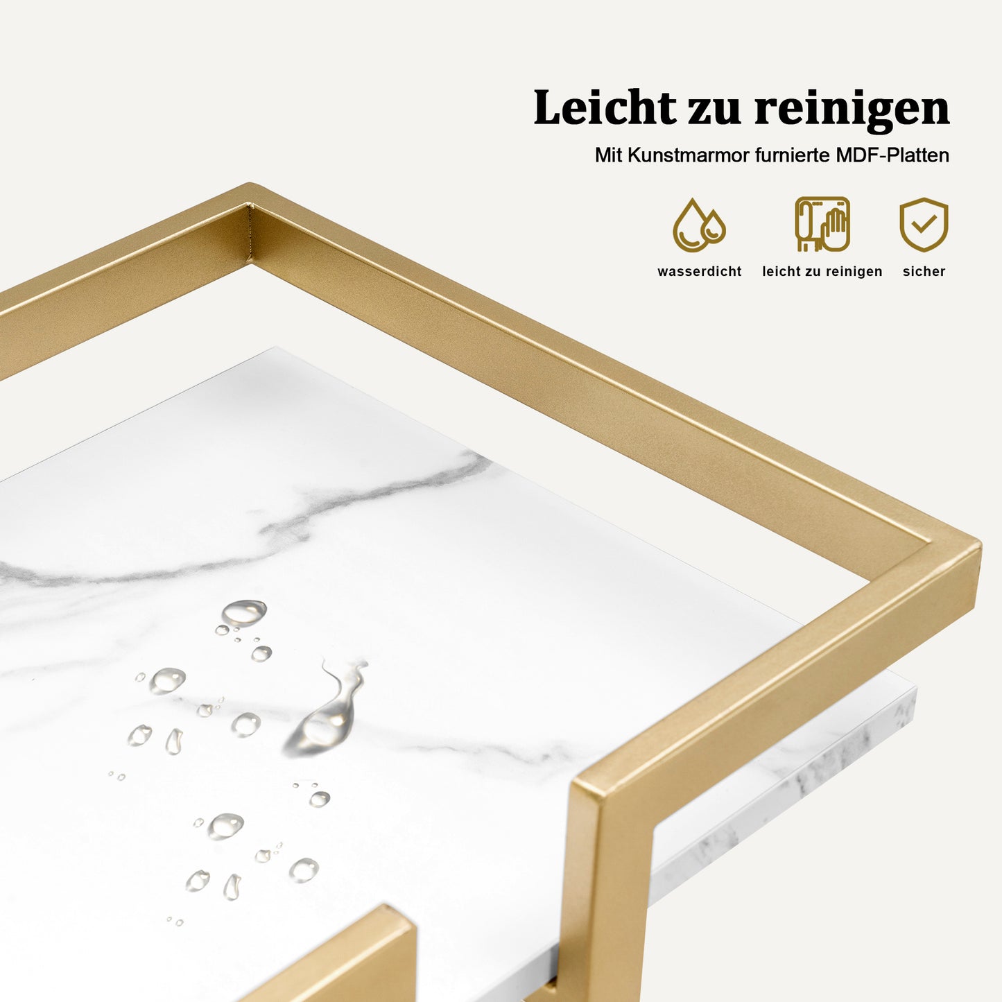 Barberpub Servierwagen mit Rollen, Küchenwagen Barwagen Metallgestell, Moderne Rollwagen Mehrzweckwagen mit 3 Ebenen, für Küche Bad Wohnzimmer Büro, 48*43*76cm, 0033