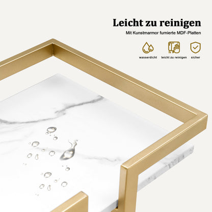 Barberpub Servierwagen mit Rollen, Küchenwagen Barwagen Metallgestell, Moderne Rollwagen Mehrzweckwagen mit 3 Ebenen, für Küche Bad Wohnzimmer Büro, 48*43*76cm, 0033
