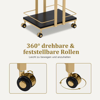 Barberpub Servierwagen mit Rollen, Küchenwagen Barwagen Metallgestell, Moderne Rollwagen Mehrzweckwagen mit 3 Ebenen, für Küche Bad Wohnzimmer Büro, 48*43*76cm, 0033