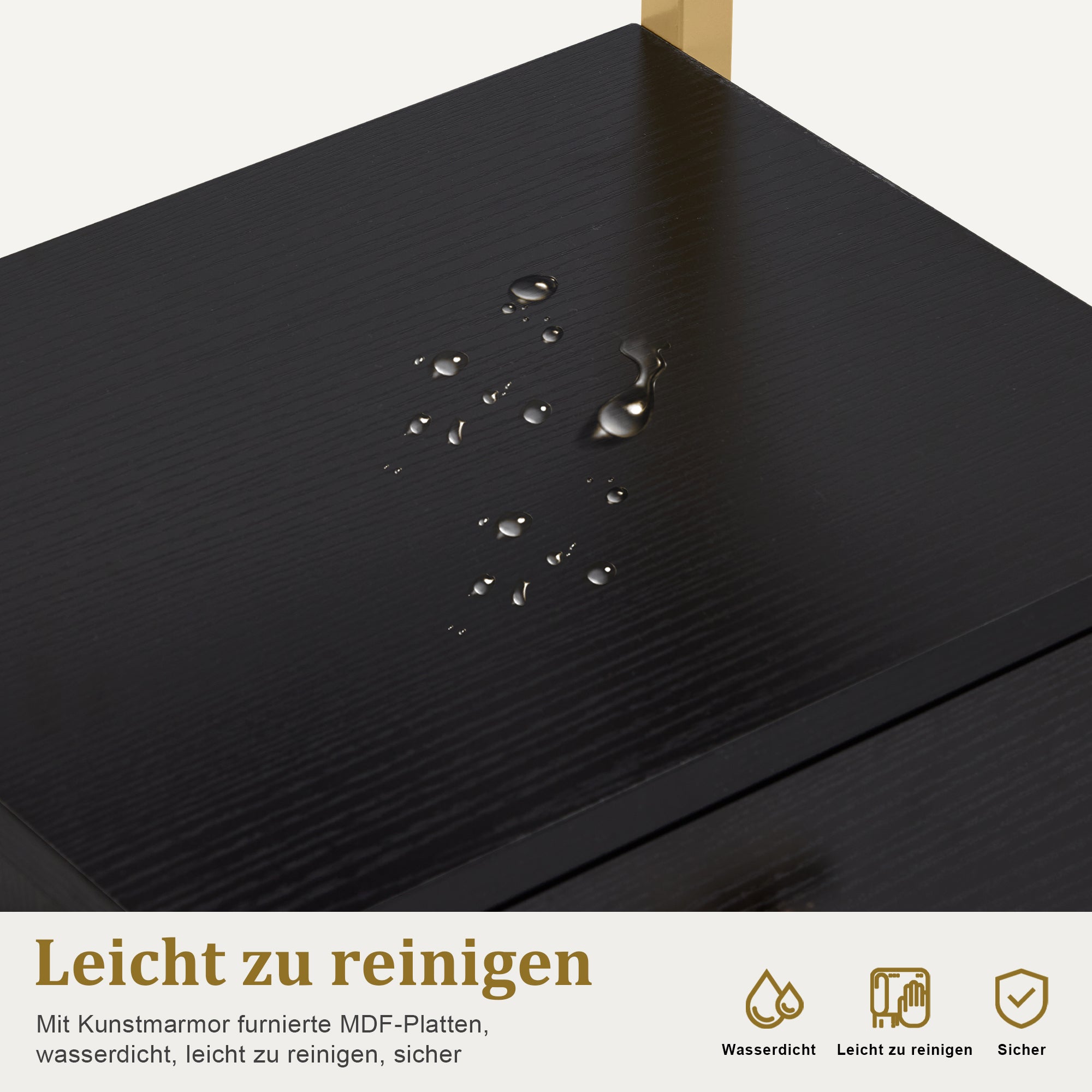 Barberpub Friseurwagen mit Rollen & 3 Schubladen, Rollwagen Servierwagen Weiß-Gold, Salon Trolley mit 2 Ablagen & 2 Föhnhalter, Moderner Arbeitswagen für Bad Wohnzimmer, 30x40x97cm, 0048