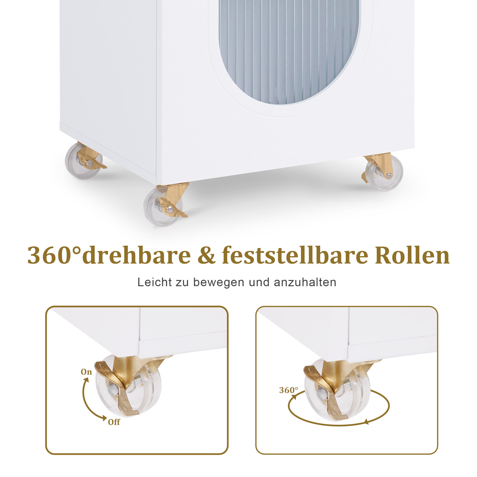 Barberpub Friseurwagen mit Rollen & Schubladen, Rollwagen Servierwagen Weiß,  Salon Trolley mit 3 Ablagen & Föhnhalter, Moderner Arbeitswagen für Bad Wohnzimmer, 31,4x37x85,5 cm, 0051