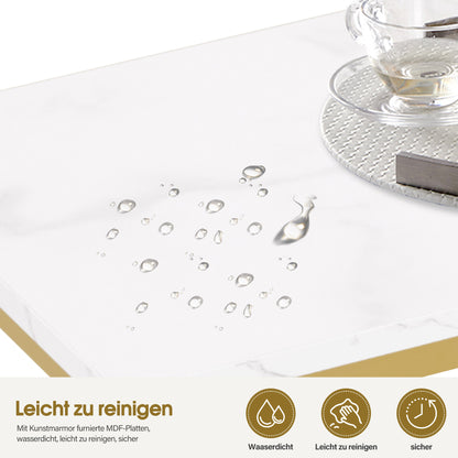 BarberPub Konsolentisch Schmal, Eingangstisch Holz Metallgestell, Flurtisch mit 2 Ebenen, Moderner Beistelltisch für Flur, Wohnzimmer, Vorzimmer, Eingang, Foyer, Marmor-Weiß Gold, 30x100x80cm, 2237