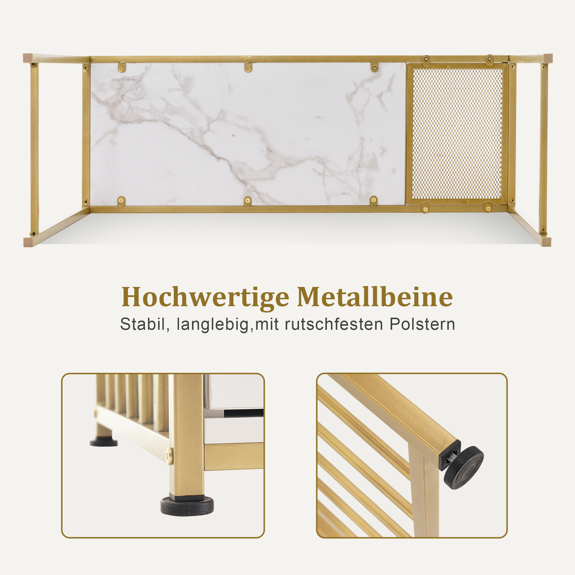 Barberpub Schreibtisch mit Schubladen, Schminktisch ohne Spiegel, Nageltisch aus Holz Metallgestell, Computertisch Wohnzimmer Modern, 109 x 45,5 x 81cm, 2407