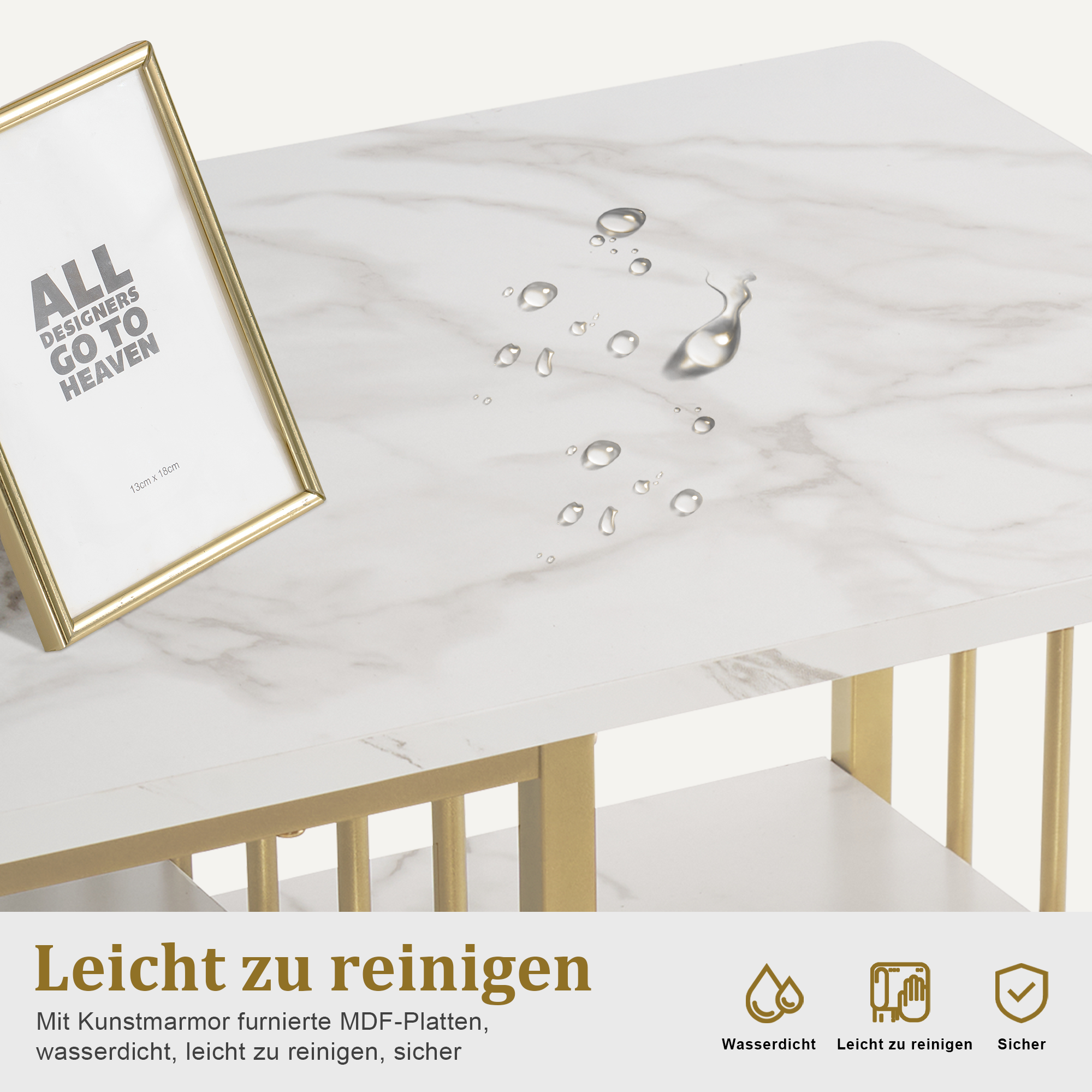 Barberpub Schreibtisch mit Schubladen, Schminktisch ohne Spiegel, Nageltisch aus Holz Metallgestell, Computertisch Wohnzimmer Modern, 109 x 45,5 x 81cm, 2407