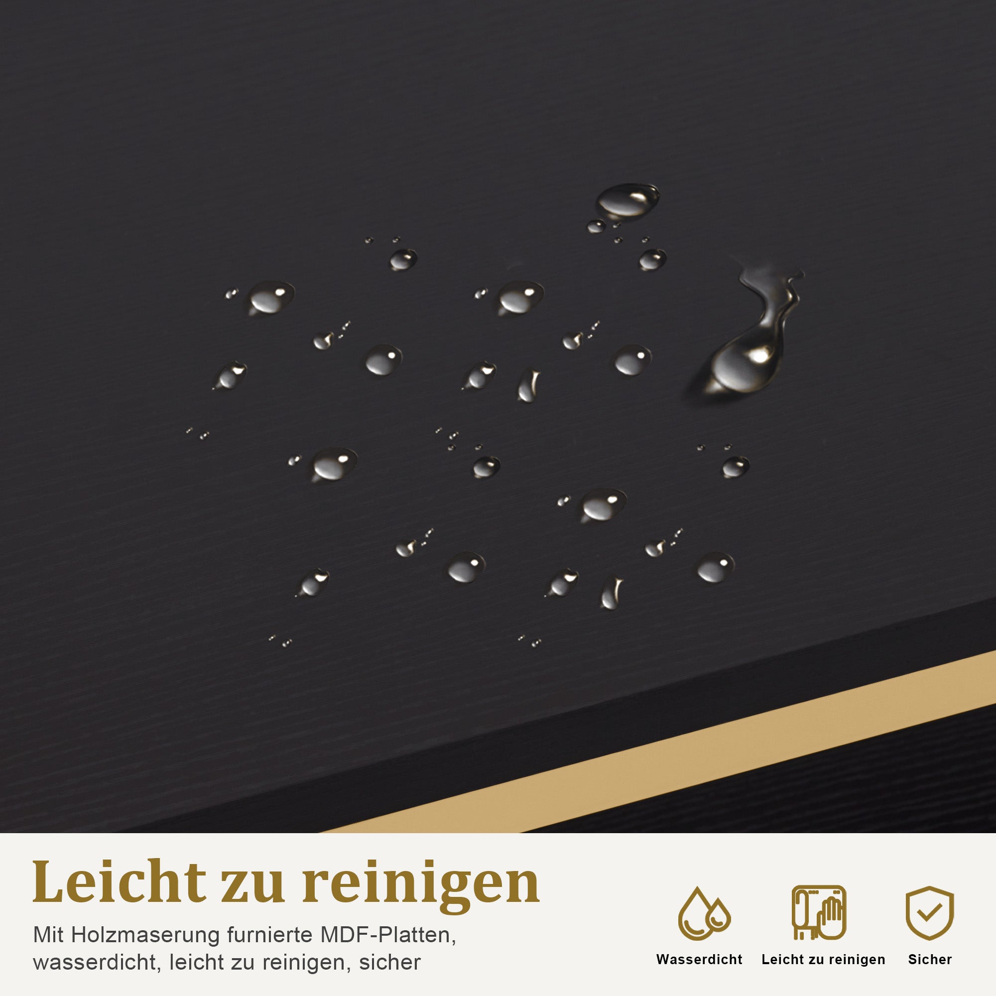Barberpub Schreibtisch mit 3 Schubladen, Nageltisch aus Holz Metallgestell, Manikürtisch Marmor-Weiß Gold, Schminktisch ohne Spiegel Modern, Computertisch mit Regal Wohnzimmer, 43x108x125cm, 2420