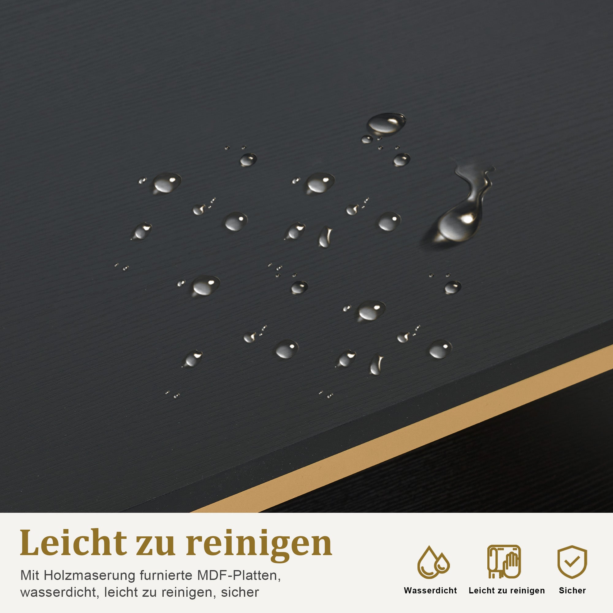 Barberpub Schminktisch mit 6 Schubladen, Nageltisch aus Holz Metallgestell, Manikürtisch, ohne Spiegel Modern 46x125x81cm, 2425