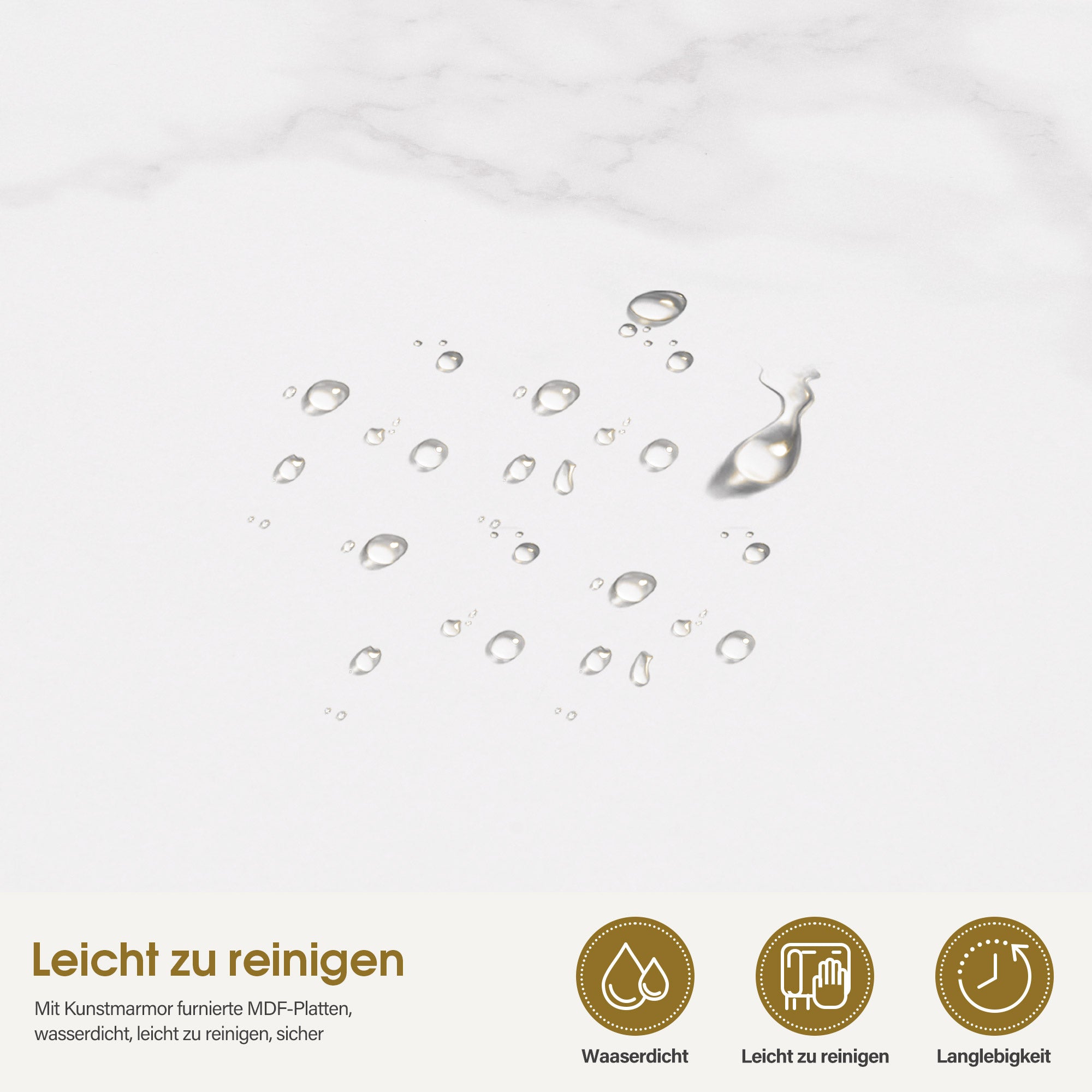 BarberPub Manikürtisch mit 3 Schubladen & 2 Ablagen, Nageltisch mit Absaugung, 2 Staubsaugerbeuteln, Nagelfrisiertisch Holz, Schreibtisch für Nagelstudio, Marmor-Weiß Gold, 57x112x80cm, 2472