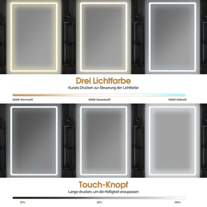 BarberPub Hairdressing Station with 4 Drawers, Vanity Table with Mirror, Styling Station with 4 Shelves & 2 Cabinets, Mirror Cabinet with Lighting, Mirror Table, Hair Salon Furniture, 3187