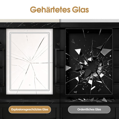 BarberPub Hairdressing Station with 4 Drawers, Vanity Table with Mirror, Styling Station with 4 Shelves & 2 Cabinets, Mirror Cabinet with Lighting, Mirror Table, Hair Salon Furniture, 3187