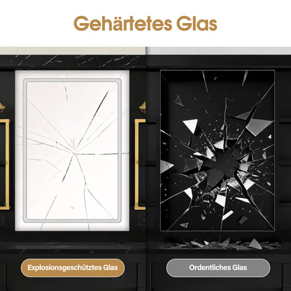 BarberPub Hairdressing Station with 4 Drawers, Vanity Table with Mirror, Styling Station with 4 Shelves & 2 Cabinets, Mirror Cabinet with Lighting, Mirror Table, Hair Salon Furniture, 3187