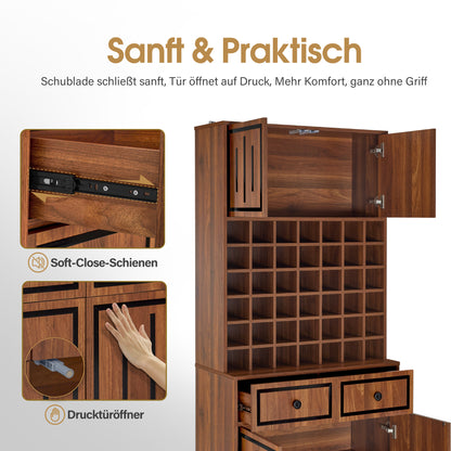 BarberPub Towel Cabinet with 2 Drawers, 42 Open Compartments & 4 Cabinets, Bathroom Cabinet Black, Tall Storage Cabinet Wood for Barbershop, Beauty Salon R6194/R6179