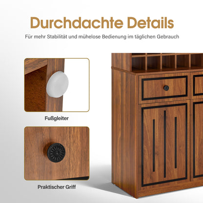 BarberPub Towel Cabinet with 2 Drawers, 42 Open Compartments & 4 Cabinets, Bathroom Cabinet Black, Tall Storage Cabinet Wood for Barbershop, Beauty Salon R6194/R6179