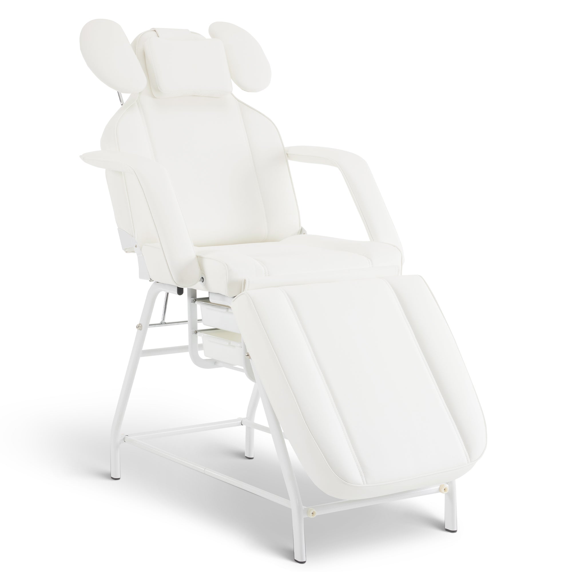 Barberpub Kosmetikliege Klappbar, Massageliege 80cm breit, behandlungsliege Wimpern, Tattoo Liege für SPA Salon, Verstellbare Handstütze für Kosmetiker 185x80x90 cm 0726 (Weiß/PU)