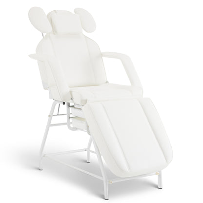 Barberpub Kosmetikliege Klappbar, Massageliege 80cm breit, behandlungsliege Wimpern, Tattoo Liege für SPA Salon, Verstellbare Handstütze für Kosmetiker 185x80x90 cm 0726 (Weiß/PU)