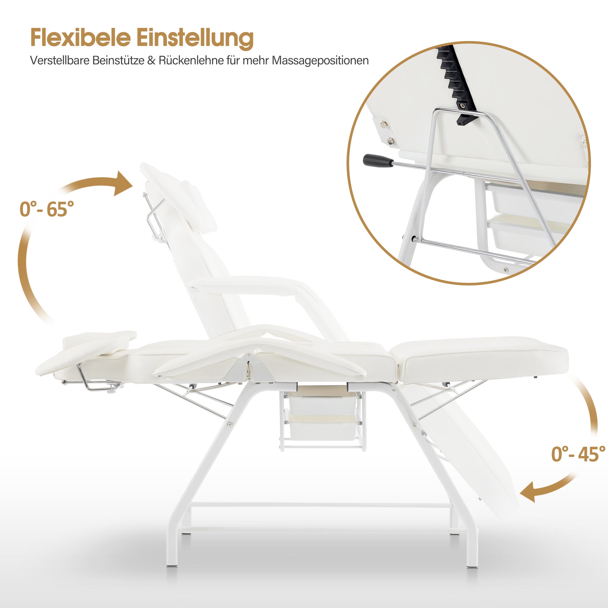 Barberpub Kosmetikliege Klappbar, Massageliege 80cm breit, behandlungsliege Wimpern, Tattoo Liege für SPA Salon, Verstellbare Handstütze für Kosmetiker 185x80x90 cm 0726 (Weiß/PU)
