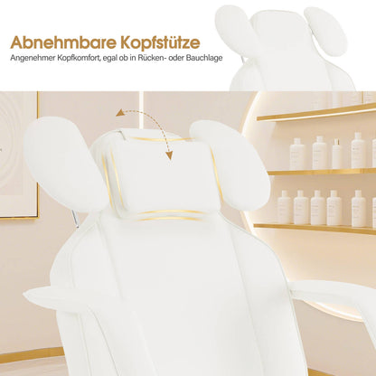 Barberpub Kosmetikliege Klappbar, Massageliege 80cm breit, behandlungsliege Wimpern, Tattoo Liege für SPA Salon, Verstellbare Handstütze für Kosmetiker 185x80x90 cm 0726 (Weiß/PU)