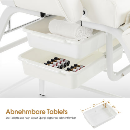 Barberpub Kosmetikliege Klappbar, Massageliege 80cm breit, behandlungsliege Wimpern, Tattoo Liege für SPA Salon, Verstellbare Handstütze für Kosmetiker 185x80x90 cm 0726 (Weiß/PU)