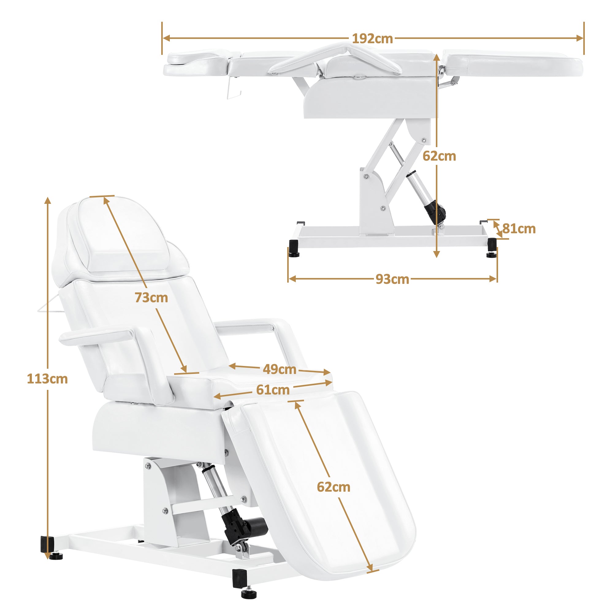 Barberpub Kosmetikliege Elektrisch, Massageliege Klappbar & Höhenverstellbar, Tattoo Liege mit 3 Motoren, Massagetisch für SPA Salon 0751