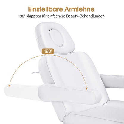 BarberPub Kosmetikliege Elektrisch mit 3 Motoren & Rollen, Massageliege Klappbar & 18CM Höhenverstellbar, 180°Drehbare Armlehnen, Tattoo Liege für SPA Salon 0754
