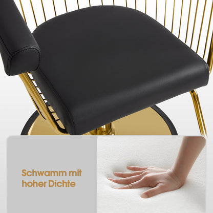 Fauteuil de barbier BarberPub, réglable en hauteur (13 cm) et pivotant à 360°, fauteuil de barbier hydraulique, équipement de barbier, fauteuil de barbier en similicuir, fauteuil de salon, or et noir, 2053