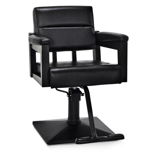 BarberPub Friseurstuhl mit Hydraulikpumpe 360° Drehbar, Friseureinrichtung Barber Stuhl Höhenverstellbar, Friseursessel PVC Kunstleder, 2058 (Schwarz)