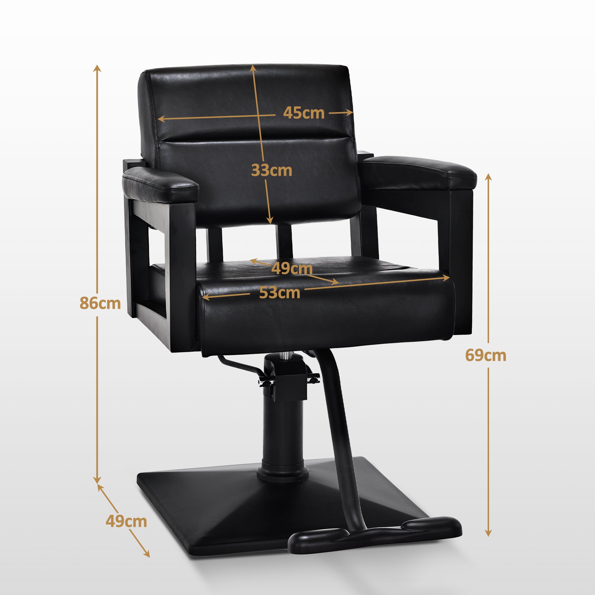 BarberPub Friseurstuhl mit Hydraulikpumpe 360° Drehbar, Friseureinrichtung Barber Stuhl Höhenverstellbar, Friseursessel PVC Kunstleder, 2058 (Schwarz)