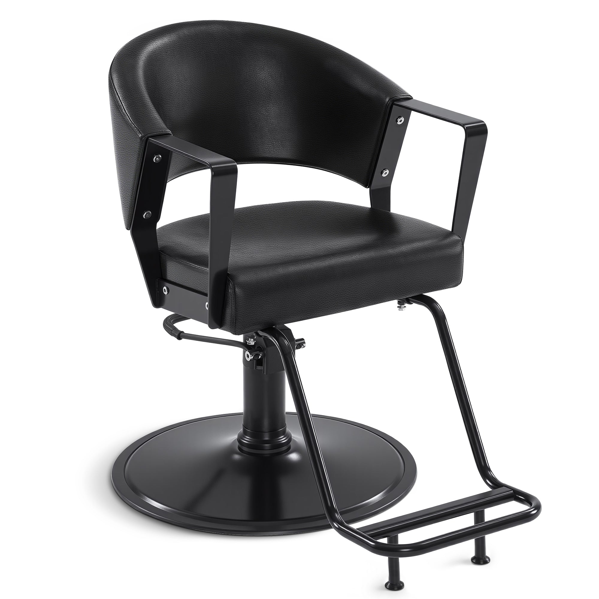 BarberPub Friseurstuhl mit Hydraulikpumpe 360° Drehbar, Friseureinrichtung Barber Chair Höhenverstellbar, Barber Stuhl Friseursessel PVC-Kunstleder Modern, 2083 (Schwarz)