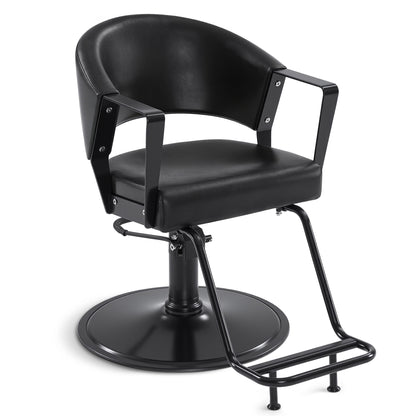 BarberPub Friseurstuhl mit Hydraulikpumpe 360° Drehbar, Friseureinrichtung Barber Chair Höhenverstellbar, Barber Stuhl Friseursessel PVC-Kunstleder Modern, 2083 (Schwarz)
