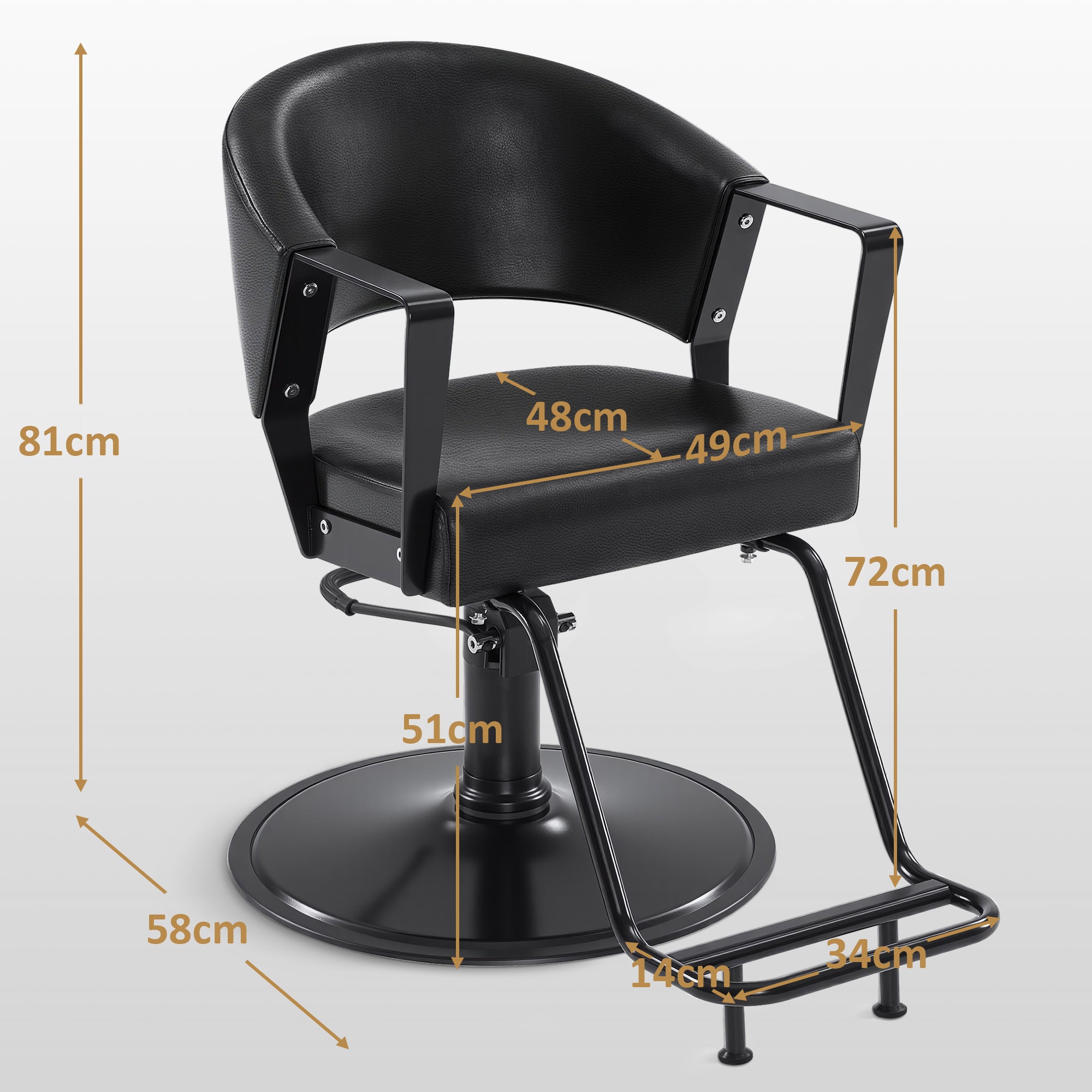 BarberPub Friseurstuhl mit Hydraulikpumpe 360° Drehbar, Friseureinrichtung Barber Chair Höhenverstellbar, Barber Stuhl Friseursessel PVC-Kunstleder Modern, 2083 (Schwarz)