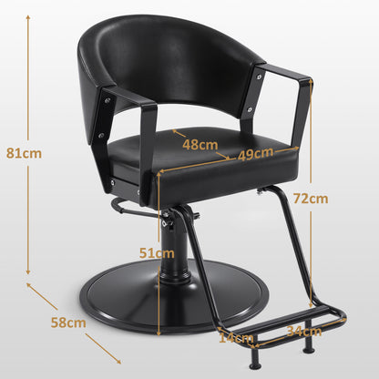 BarberPub Friseurstuhl mit Hydraulikpumpe 360° Drehbar, Friseureinrichtung Barber Chair Höhenverstellbar, Barber Stuhl Friseursessel PVC-Kunstleder Modern, 2083 (Schwarz)