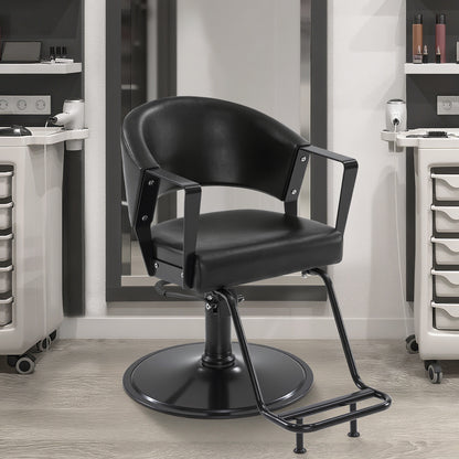 BarberPub Friseurstuhl mit Hydraulikpumpe 360° Drehbar, Friseureinrichtung Barber Chair Höhenverstellbar, Barber Stuhl Friseursessel PVC-Kunstleder Modern, 2083 (Schwarz)
