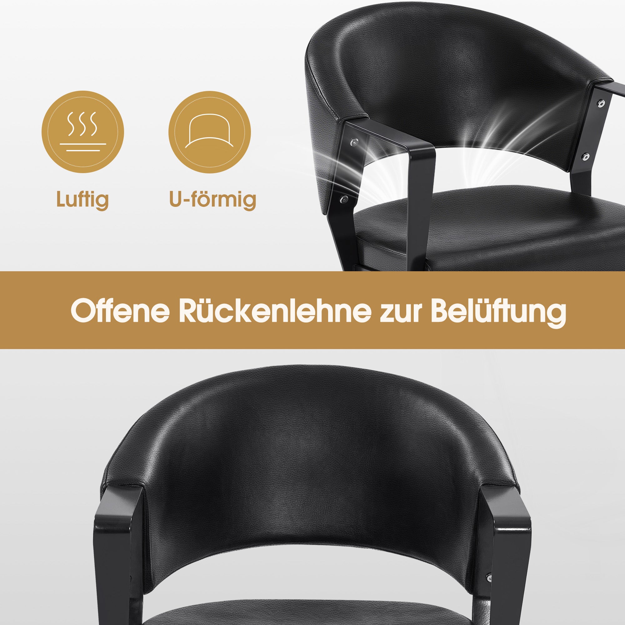BarberPub Friseurstuhl mit Hydraulikpumpe 360° Drehbar, Friseureinrichtung Barber Chair Höhenverstellbar, Barber Stuhl Friseursessel PVC-Kunstleder Modern, 2083 (Schwarz)