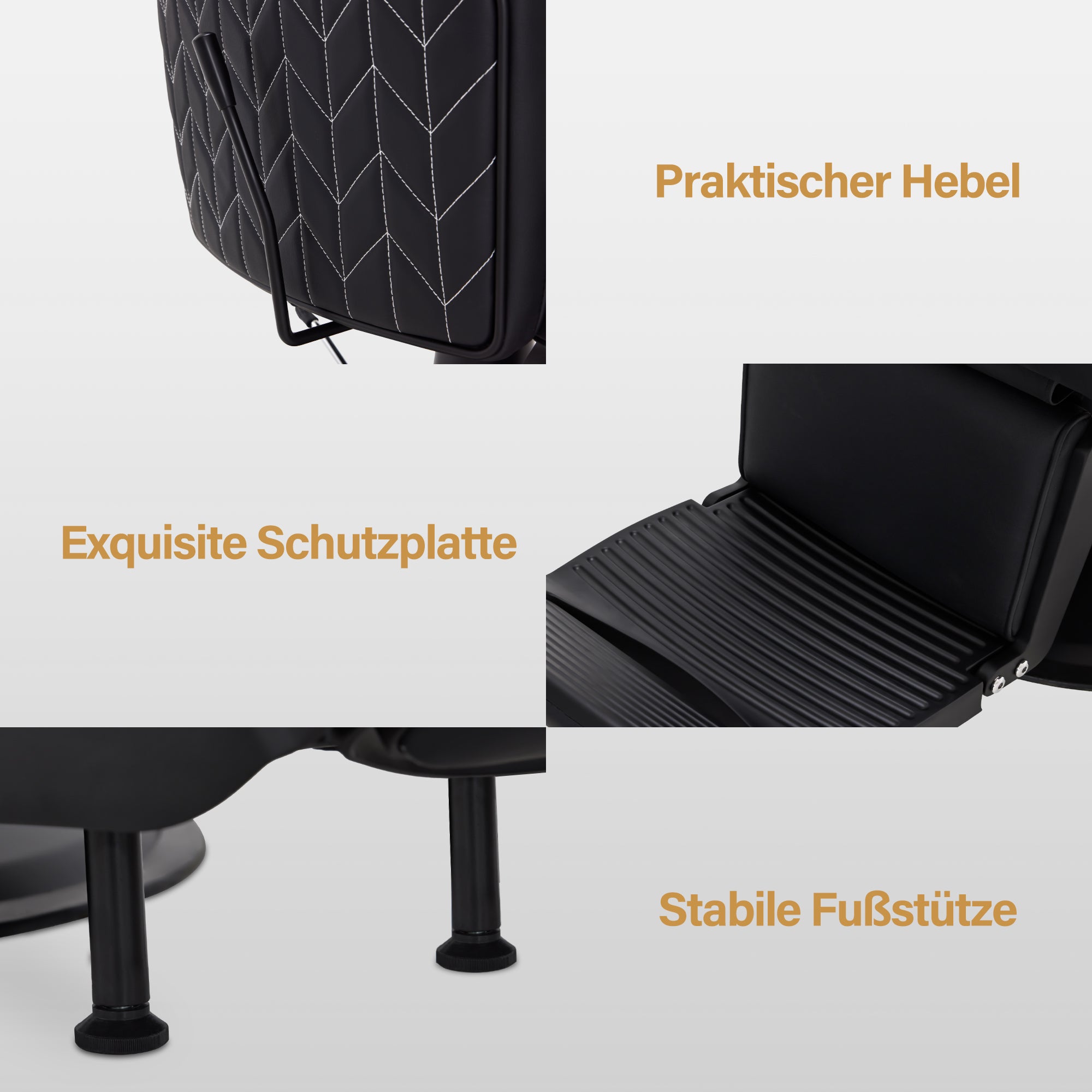 BarberPub Friseurstuhl mit Kopfstütze Kippbar, Friseureinrichtung  mit Hydraulikpumpe 360° Drehbar, Bedienungsstuhl Höhenverstellbar, Barber Stuhl Friseurstühle Kunstleder, 2625 (Schwarz)