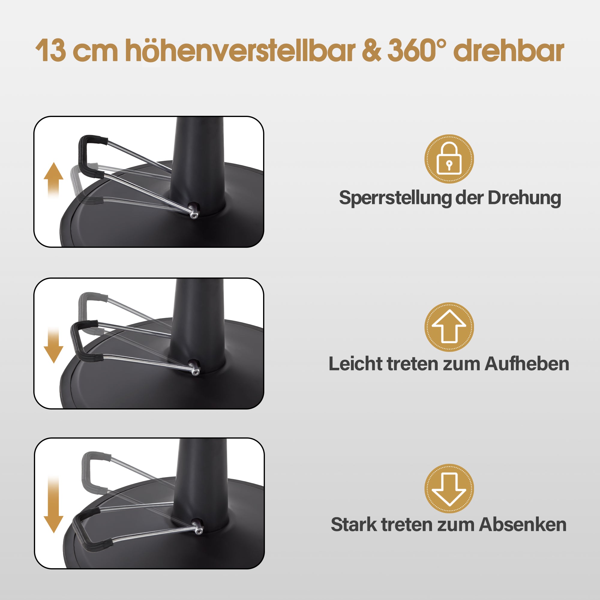BarberPub Friseurstuhl mit Kopfstütze Kippbar, Friseureinrichtung  mit Hydraulikpumpe 360° Drehbar, Bedienungsstuhl Höhenverstellbar, Barber Stuhl Friseurstühle Kunstleder, 2625 (Schwarz)