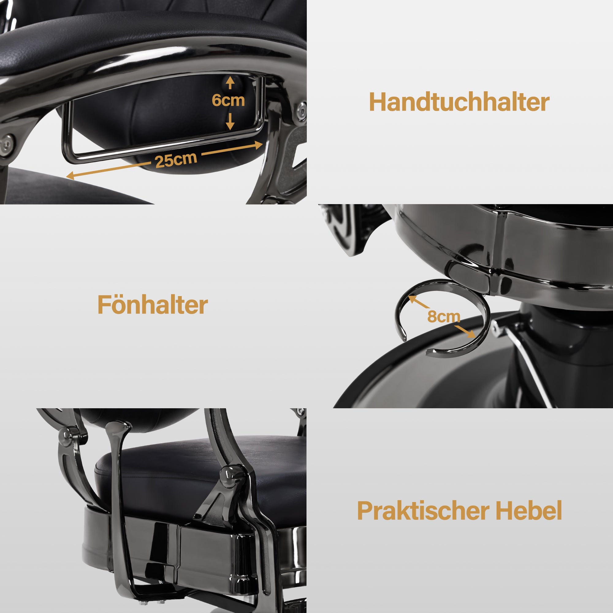 Barberpub Friseurstuhl Friseursessel mit Retro-/ Vintage Stil Mattschwarz 2933BK, mit Retro/ Vintage Stil, 360° drehbar, Kunstleder,113 × 68 × 109 cm