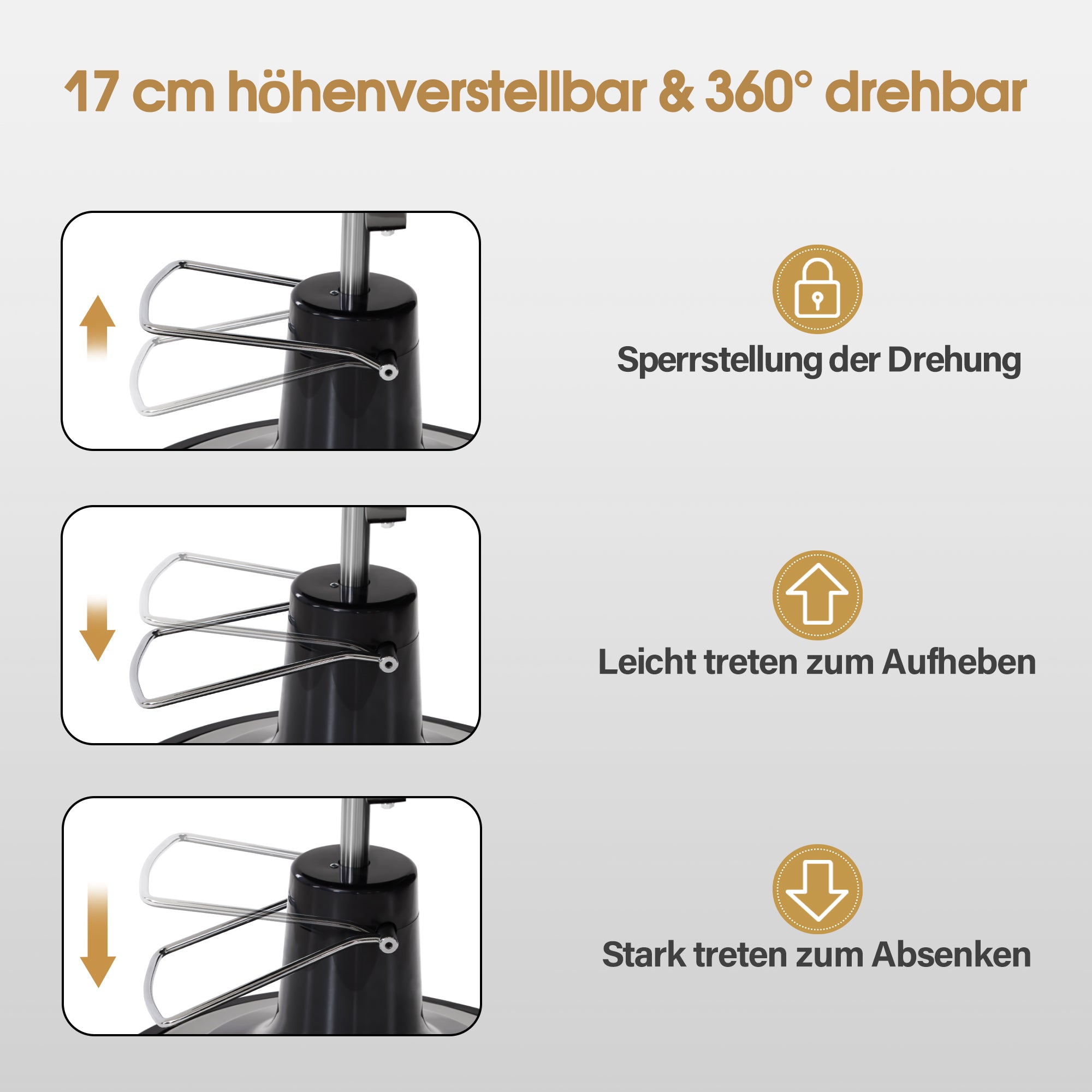 Barberpub Friseurstuhl Friseursessel mit Retro-/ Vintage Stil Mattschwarz 2933BK, mit Retro/ Vintage Stil, 360° drehbar, Kunstleder,113 × 68 × 109 cm
