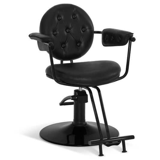 BarberPub Friseurstuhl mit Hydraulikpumpe 360° Drehbar, Friseureinrichtung Barber Chair Höhenverstellbar, Barber Stuhl Friseursessel PVC Kunstleder Vintage, 3159 (Schwarz)