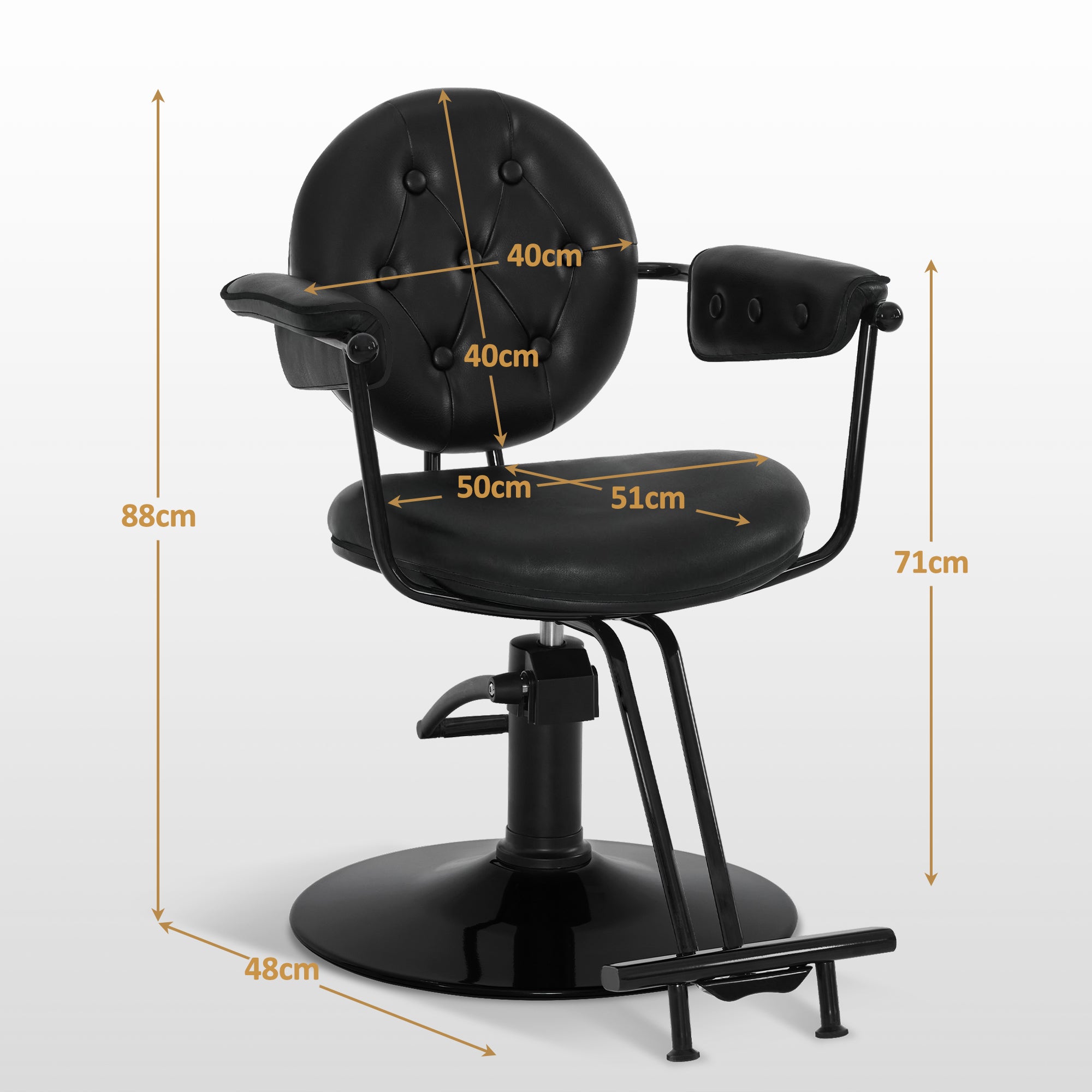 BarberPub Friseurstuhl mit Hydraulikpumpe 360° Drehbar, Friseureinrichtung Barber Chair Höhenverstellbar, Barber Stuhl Friseursessel PVC Kunstleder Vintage, 3159 (Schwarz)
