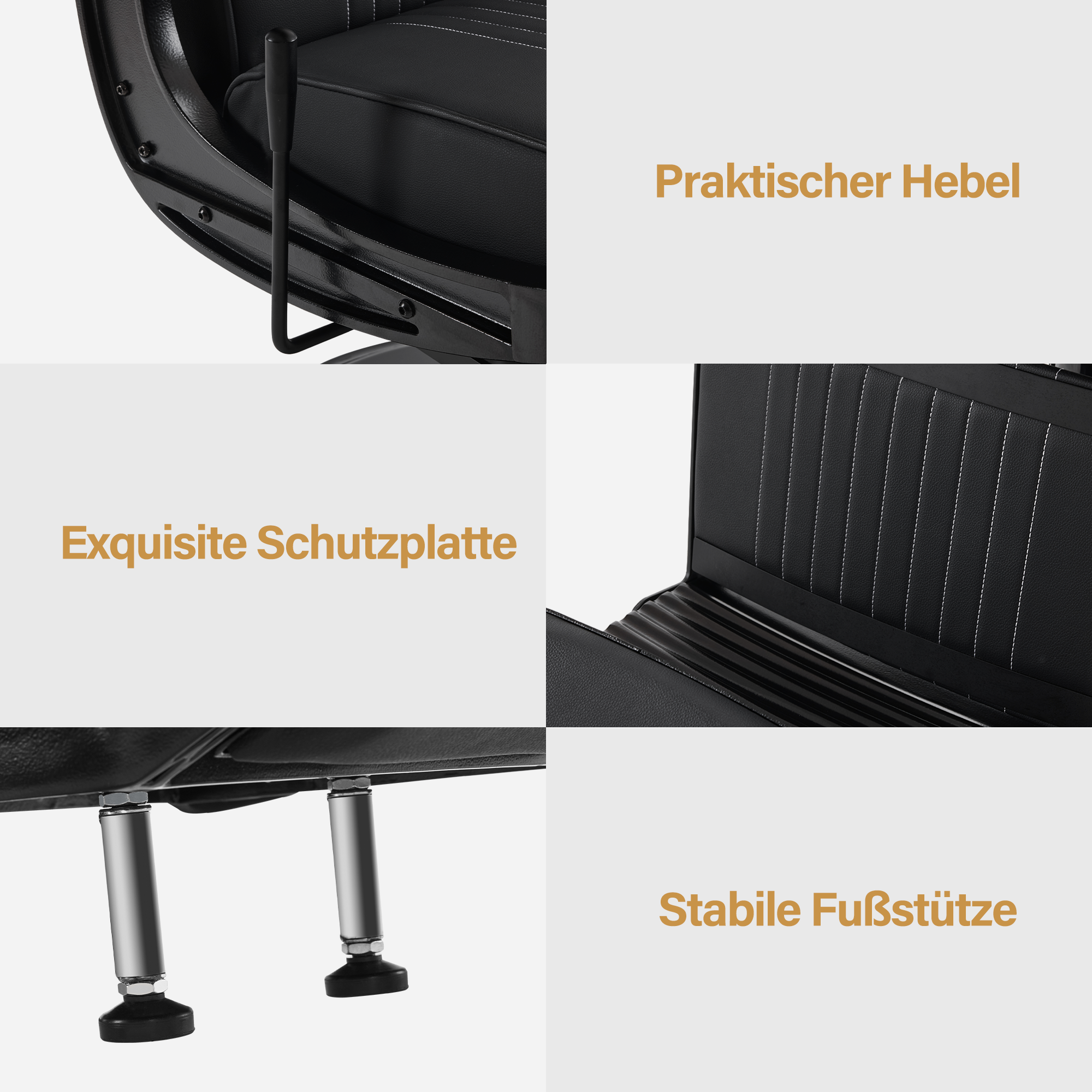 Barberpub Friseurstuhl Friseureinrichtung Friseursessel Bedienungsstuhl 3822, Salon SPA PVC-Kunstleder 140° Kippbar, höhenverstellbar