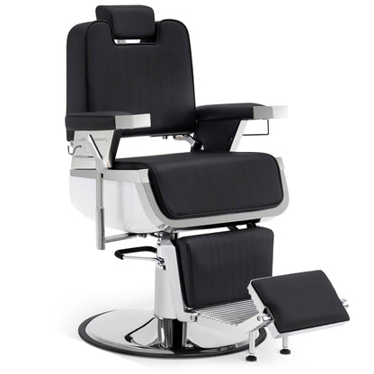 BarberPub Friseurstuhl mit Kopfstütze Kippbar, Friseureinrichtung  mit Hydraulikpumpe 360° Drehbar, Bedienungsstuhl Höhenverstellbar, Barber Stuhl Kunstleder, 3823