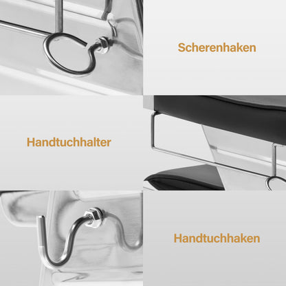 BarberPub Friseurstuhl mit Kopfstütze Kippbar, Friseureinrichtung  mit Hydraulikpumpe 360° Drehbar, Bedienungsstuhl Höhenverstellbar, Barber Stuhl Kunstleder, 3823