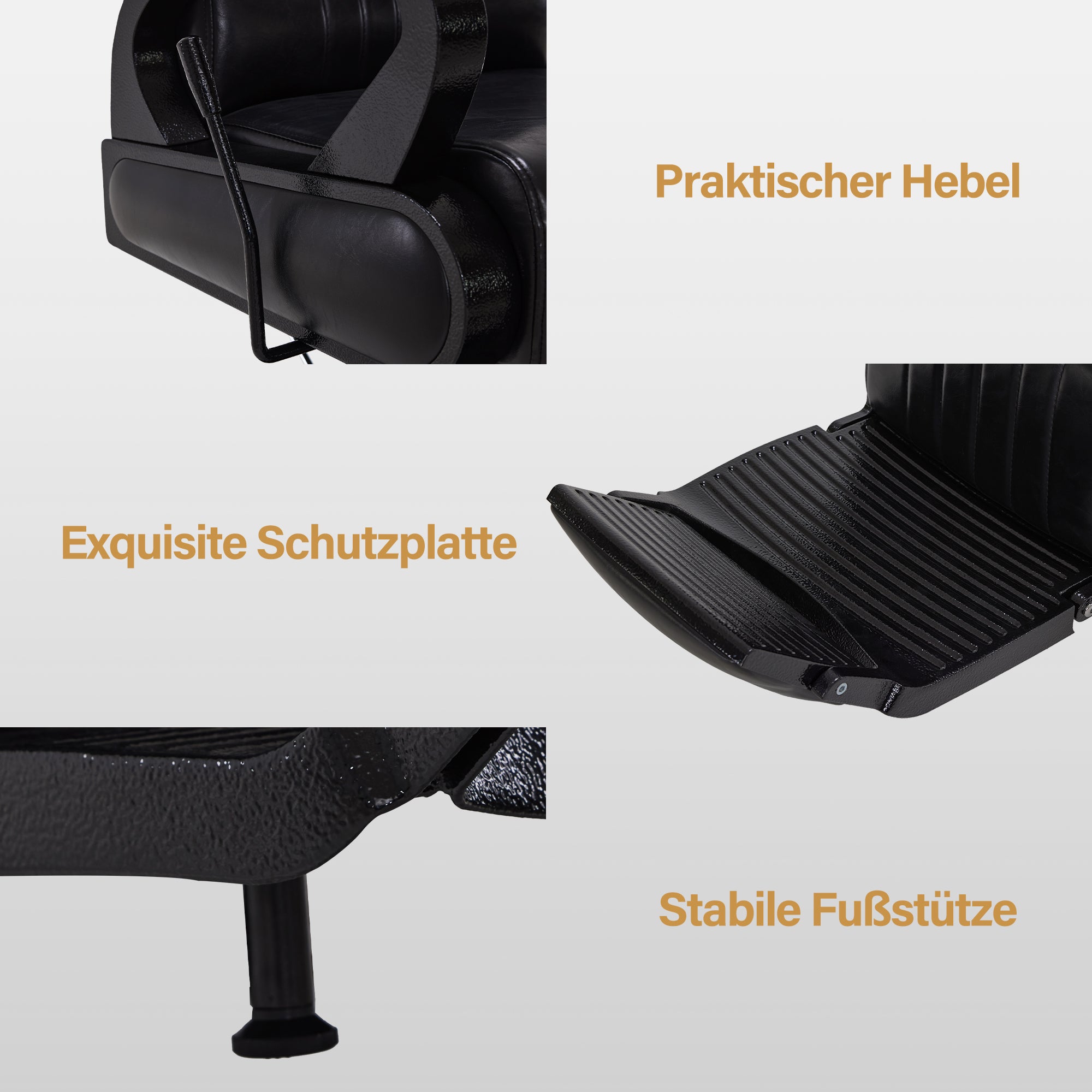 BarberPub Friseurstuhl mit Kopfstütze Kippbar, Friseureinrichtung mit Hydraulikpumpe 360° Drehbar, Bedienungsstuhl Friseurstühle Höhenverstellbar, Barber Stuhl Kunstleder 3851 (Schwarz)