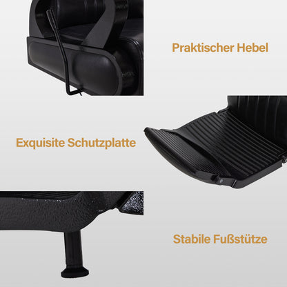 BarberPub Friseurstuhl mit Kopfstütze Kippbar, Friseureinrichtung mit Hydraulikpumpe 360° Drehbar, Bedienungsstuhl Friseurstühle Höhenverstellbar, Barber Stuhl Kunstleder 3851 (Schwarz)