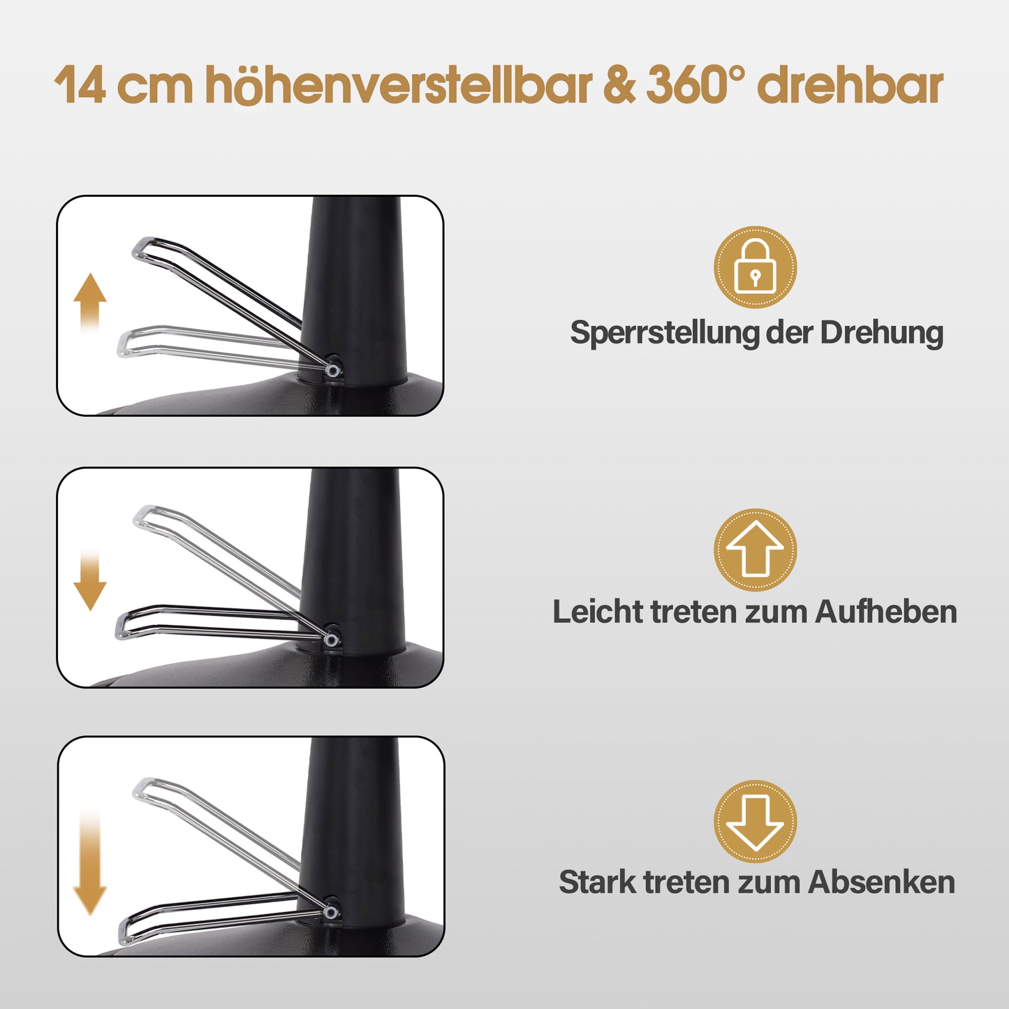BarberPub Friseurstuhl mit Kopfstütze Kippbar, Friseureinrichtung mit Hydraulikpumpe 360° Drehbar, Bedienungsstuhl Friseurstühle Höhenverstellbar, Barber Stuhl Kunstleder 3851 (Schwarz)